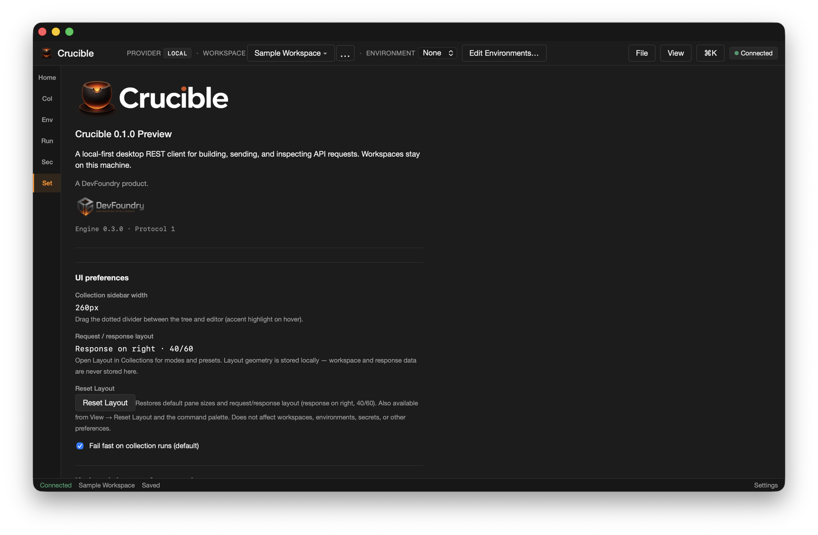 Crucible About view with product logo and publisher attribution
